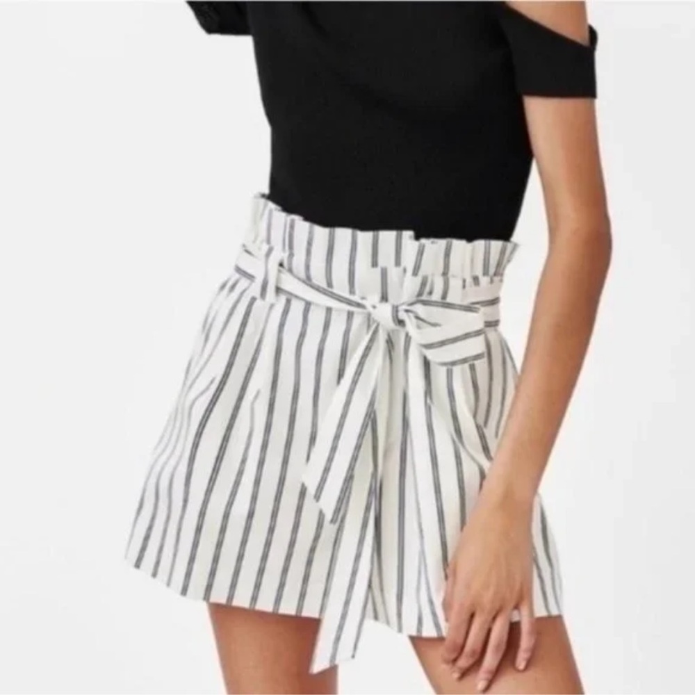 Mystree High Waist Black and White Striped Shorts